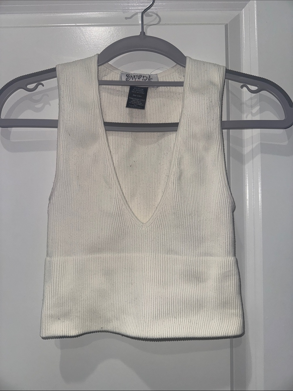 White Ribbed Cropped Tank